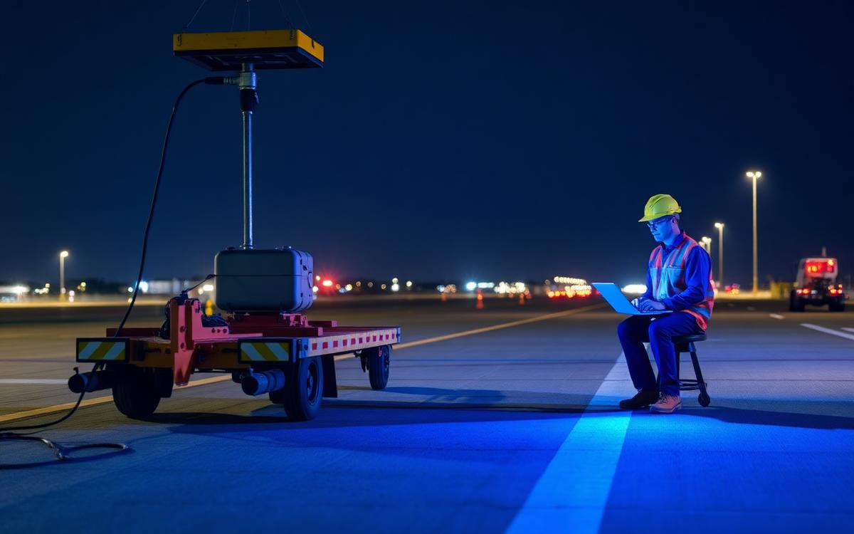 Ensayos no destructivos sobre pavimento de pista con equipo deflectométrico