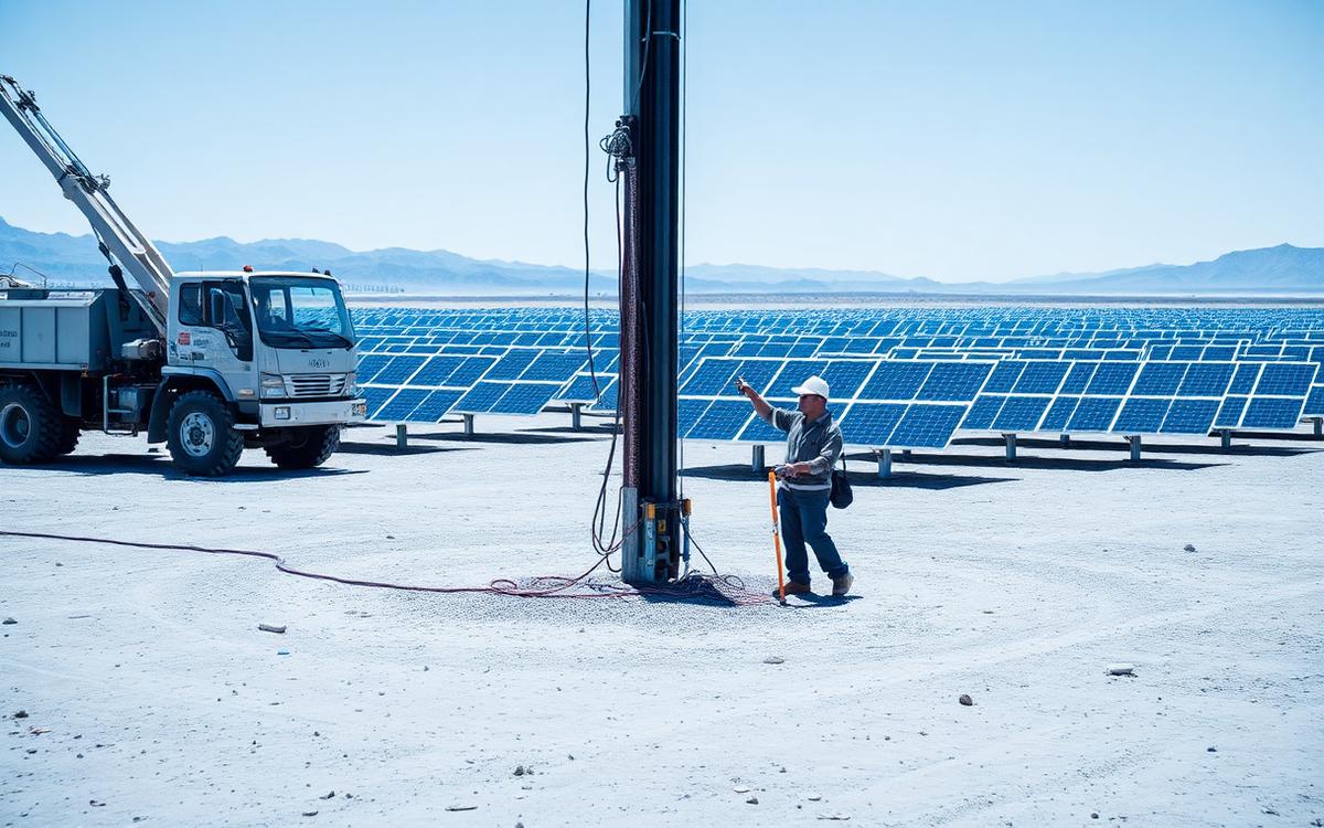 Hincado de pilotes en planta fotovoltaica de gran escala