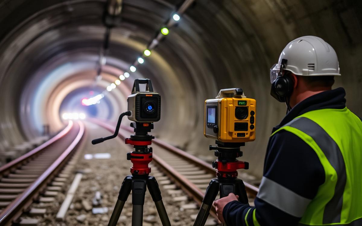 Escáner láser 3D e instrumentación de monitoreo en túnel ferroviario en operación