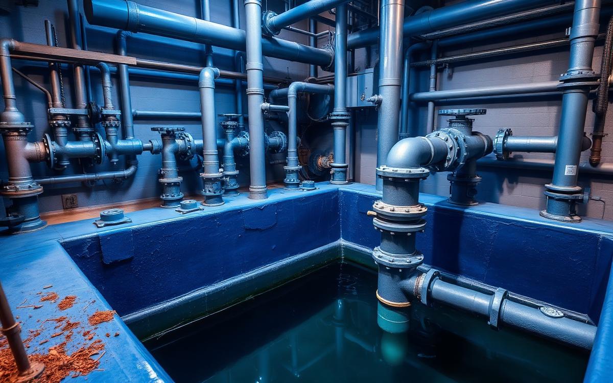 Obras hidráulicas industriales con piscinas de proceso y cámaras de bombeo
