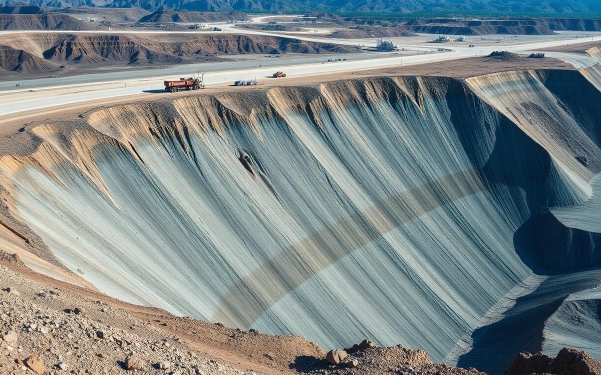 Depósito de relaves espesados con muro de partida y sistema de descarga