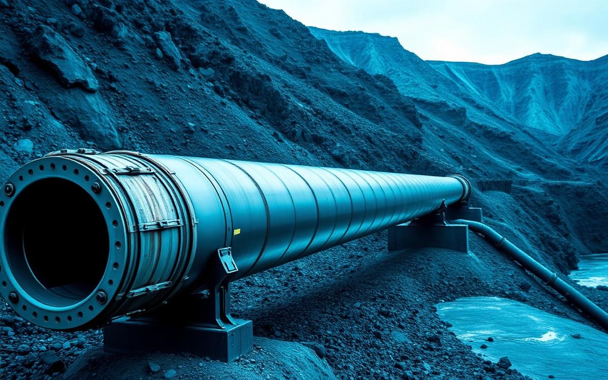 Pipeline minero de concentrado y agua con anclajes en zona de montaña