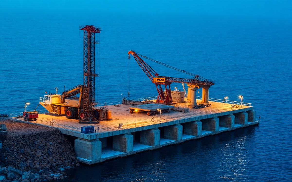 Rellenos y mejoramiento de suelo ganado al mar con equipos de compactación dinámica